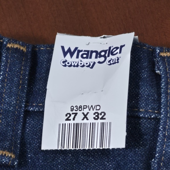 Wrangler 936 Cowboy Cut Slim Fit Jeans Men's‎ 27x32, Indigo Blue, 100% Cotton - Picture 5 of 8